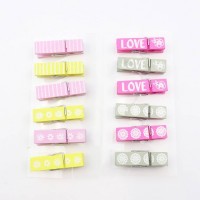 Decorative Color Small Natural Wooden Clips For Photo Clothes